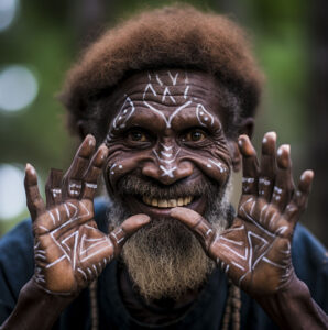 Homme de la Tribu Dani en Papouasie-Nouvelle-Guinée