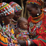 Un groupe de femmes kenyanes autour d'un bébé