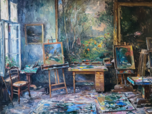 Illustration de l'atelier du peintre Claude Monet