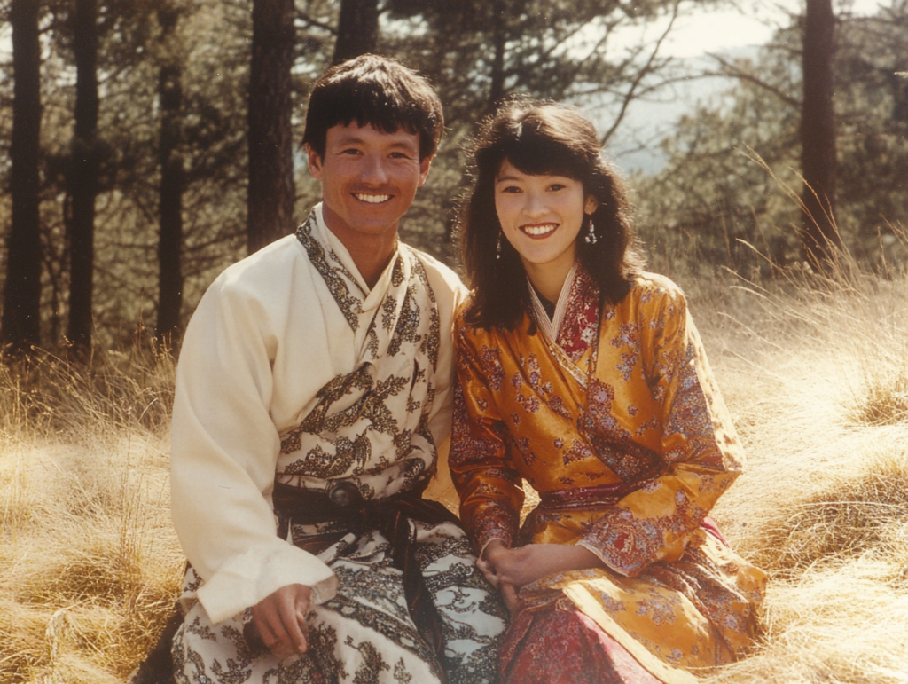 Un couple en habit traditionnel au Bhoutan